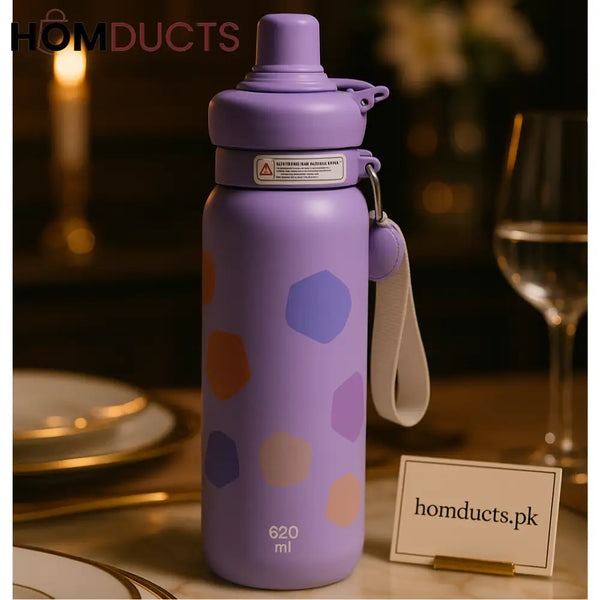 Luxury Purple Vacuum Cup – 620ml Leak-Proof Insulated Bottle