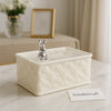 Luxury Quilted Tissue Box with Crystal Lid & Chrome Bunny Accent