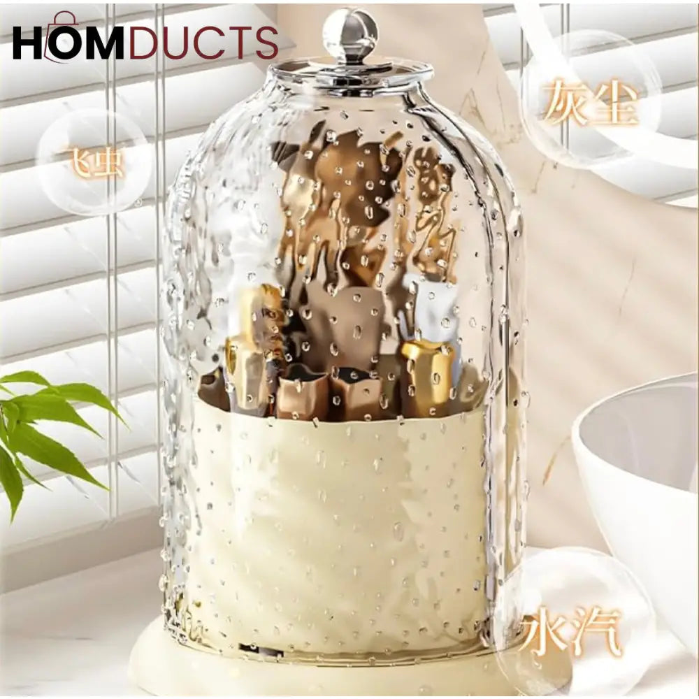 Luxury Raindrop Dome Cosmetic Organizer with Gold Accents