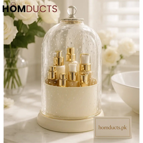 Luxury Raindrop Dome Cosmetic Organizer with Gold Accents