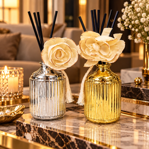Luxury Ribbed Rose Reed Diffuser Set – Gold & Silver