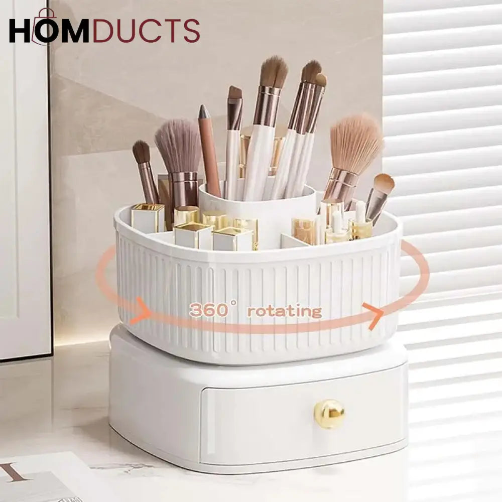 Luxury Rotating Makeup Brush Organiser With Drawer J & C Organizer