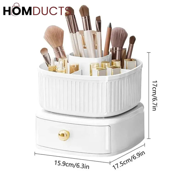 Luxury Rotating Makeup Brush Organiser With Drawer J & C Organizer