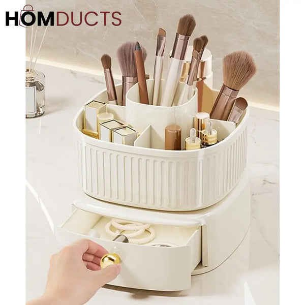 Luxury Rotating Makeup Brush Organiser With Drawer J & C Organizer