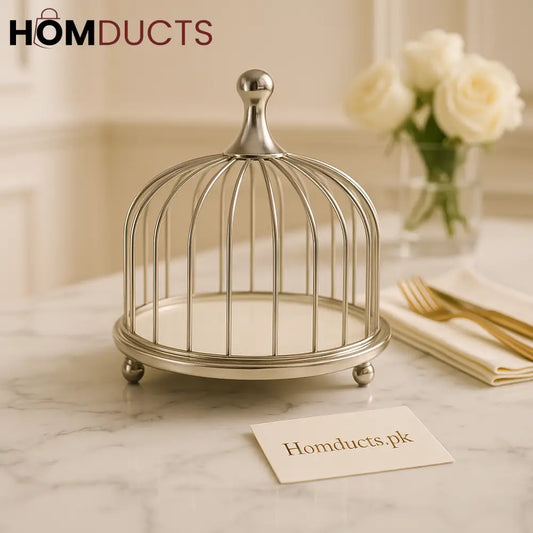 Luxury Silver Birdcage Dessert Stand with Marble Base