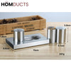 Luxury Stainless Steel Salt & Pepper Shaker Set with Toothpick Holder