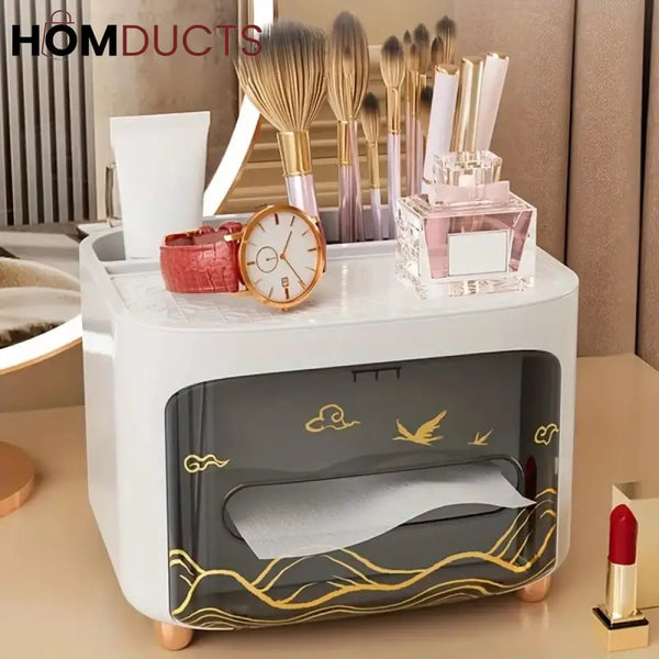 Luxury Tissue Box With Cosmetic Organizer J & C