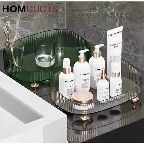 Luxury Transparent Makeup Perfume Organizer with Stand - Large Capacity Anti-Slip Countertop Storage