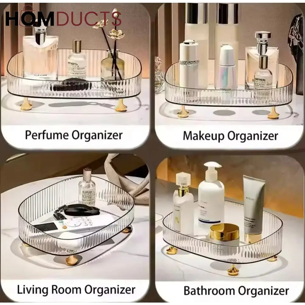Luxury Transparent Makeup Perfume Organizer with Stand - Large Capacity Anti-Slip Countertop Storage