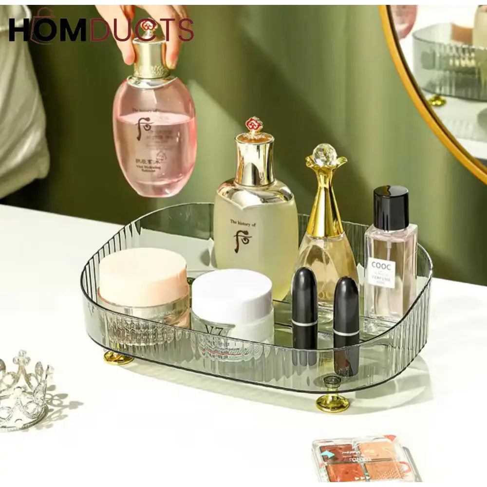 Luxury Transparent Makeup Perfume Organizer with Stand - Large Capacity Anti-Slip Countertop Storage