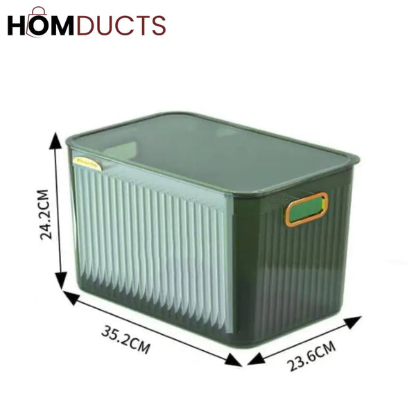 Luxury Transparent Storage Organizer Box with Lid – Multipurpose Plastic Basket for Laundry Closet & Home Use