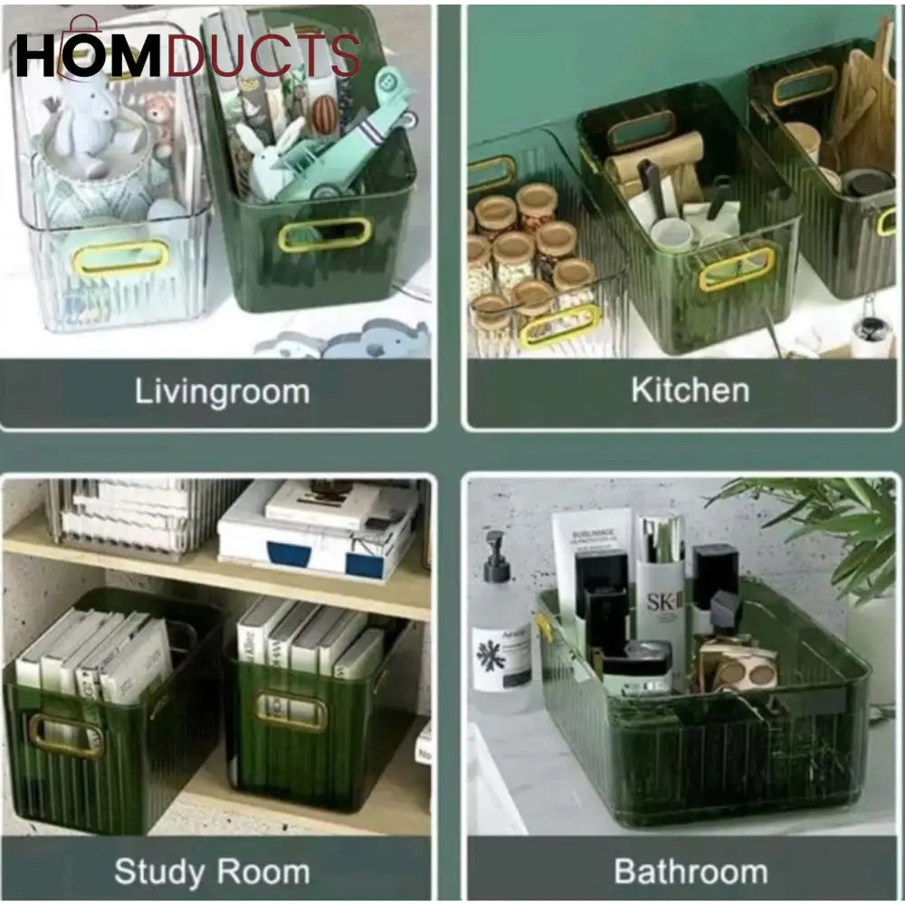 Luxury Transparent Storage Organizer Box with Lid – Multipurpose Plastic Basket for Laundry Closet & Home Use