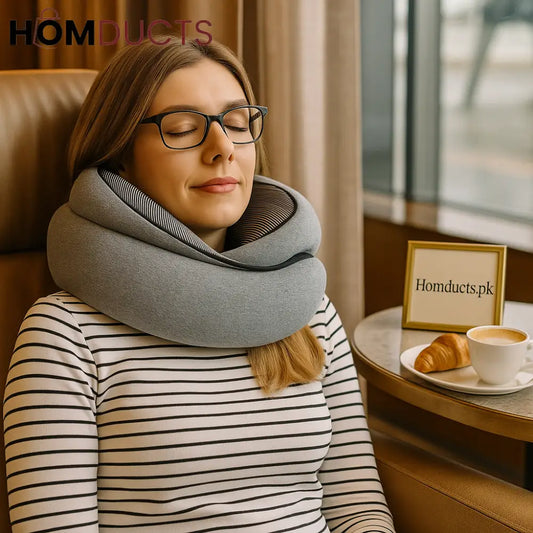 Luxury Travel Neck Pillow – 360° Support with Storage Pouch