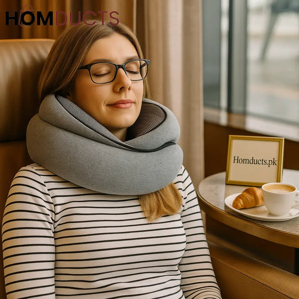 Luxury Travel Neck Pillow – 360° Support with Storage Pouch