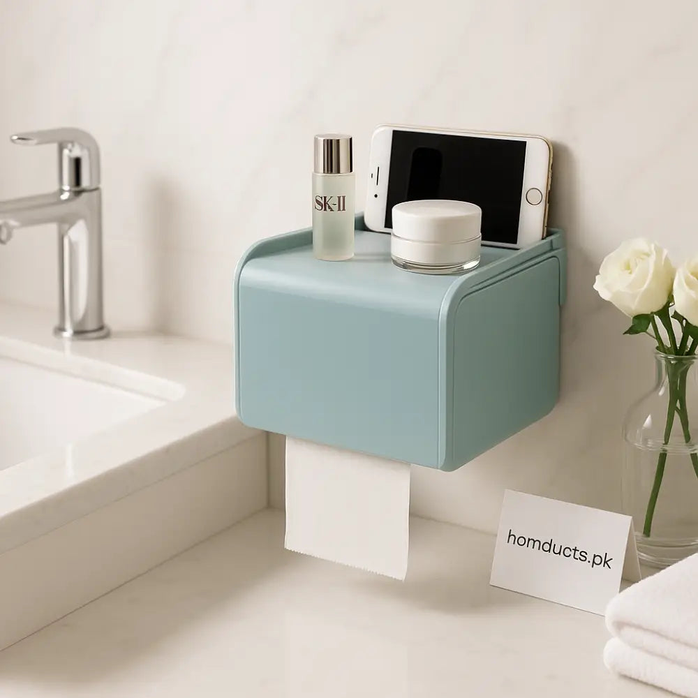 Luxury Wall-Mounted Tissue Holder with Storage Shelf