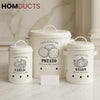 Luxury White Metal Vegetable Storage Canister Set – Garlic Potato & Onion