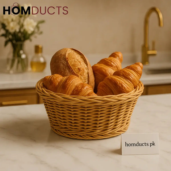 Luxury Wicker Bread Basket – Premium Handmade Rattan Basket for Bread & Croissants