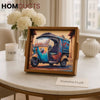 Luxury Wooden Serving Tray with Hand Painted Rickshaw Art