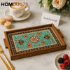 Luxury Wooden Serving Tray with Persian Rug Inspired Design – Elegant Accent Décor for Home & Kitchen
