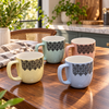 4-Piece Ornamental Ceramic Coffee Mug Set showing all four mugs