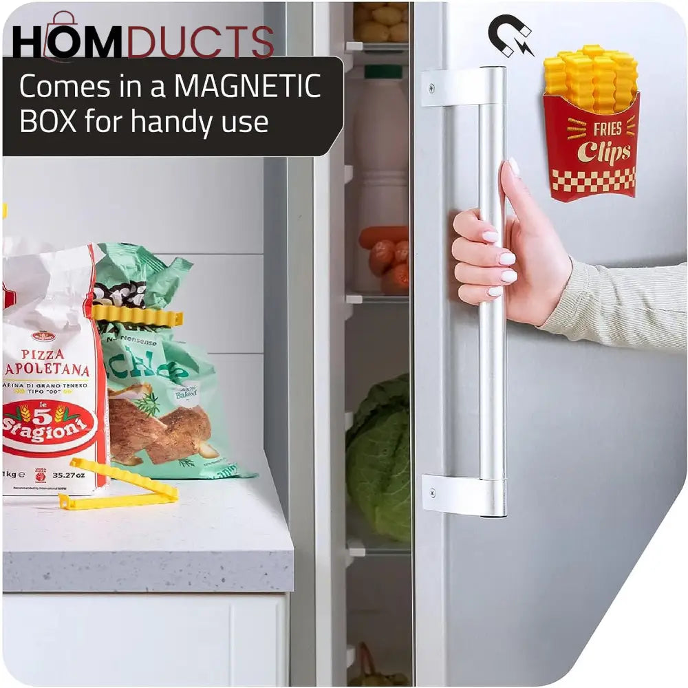 Magnetic French Fries Style Food Sealing Clips (12Pcs)