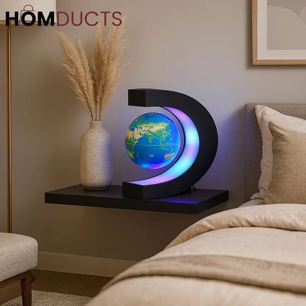 Magnetic Levitating RGB Globe – C-Shaped Floating LED World Map Decor