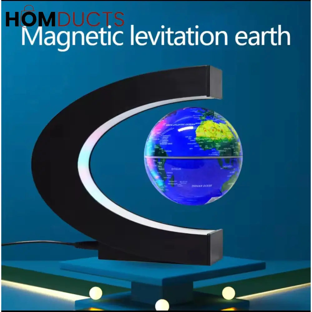 Magnetic Levitating RGB Globe – C-Shaped Floating LED World Map Decor