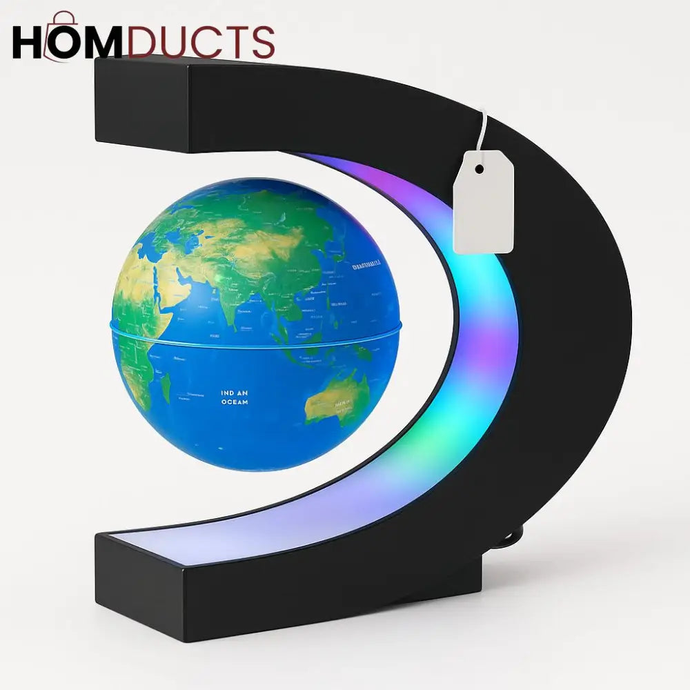 Magnetic Levitating RGB Globe – C-Shaped Floating LED World Map Decor