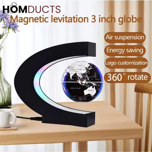 Magnetic Levitating RGB Globe – C-Shaped Floating LED World Map Decor