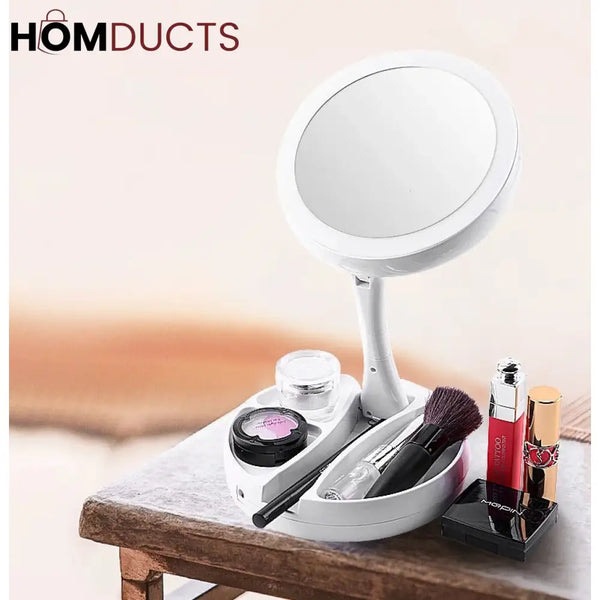 Magnifying Table Top Led Mirror J & C Organizer