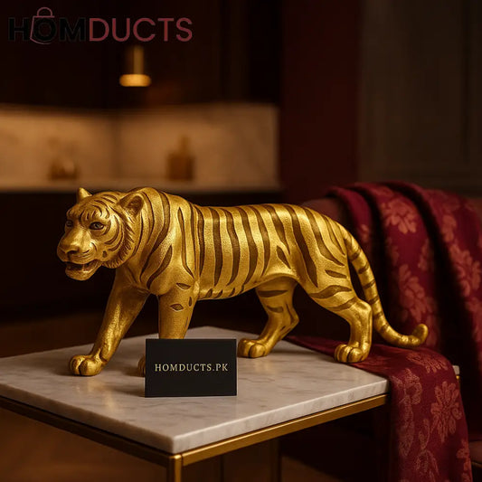 Majestic Gold Tiger Sculpture – Luxe Metallic Décor for Home & Office