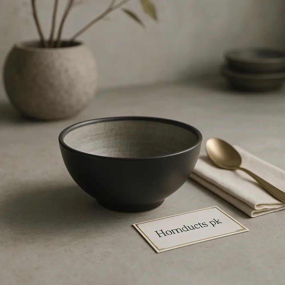 Matte Black Luxe Ceramic Soup Bowl – Small Size with Glazed Interior