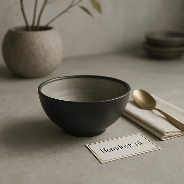 Matte Black Luxe Ceramic Soup Bowl – Small Size with Glazed Interior