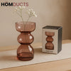 Mauve Hourglass Glass Vase – Japandi Minimalist Decor
