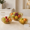 Golden Round Metal Fruit Basket Set - 3 Piece