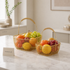 Golden Rectangular Handled Fruit Basket Set - 2 Piece
