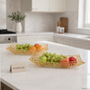 Golden Shallow Rectangular Fruit Basket Set - 2 Piece