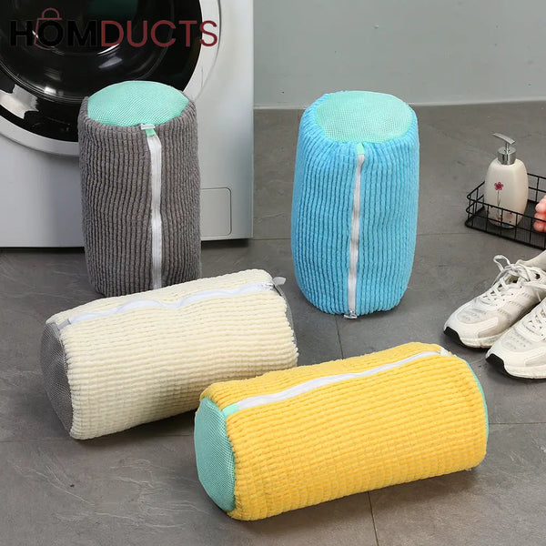 Microfiber Shoe Wash Bag for Washing Machine – Protective Sneaker Laundry Bag with Zipper and Cushion Padding