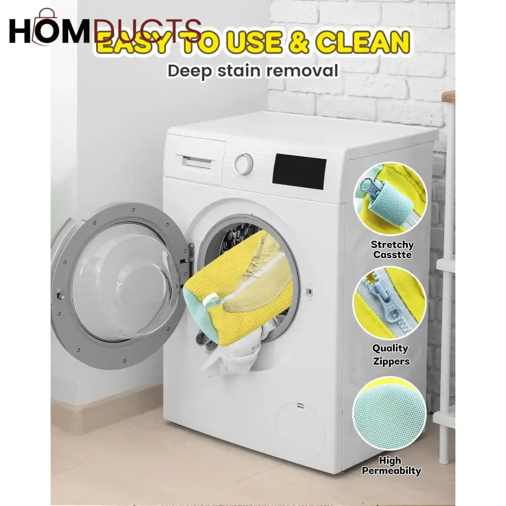 Microfiber Shoe Wash Bag for Washing Machine – Protective Sneaker Laundry Bag with Zipper and Cushion Padding