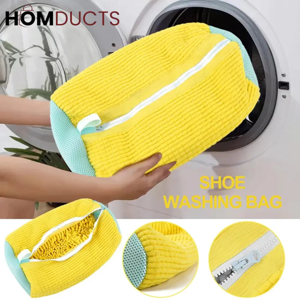 Microfiber Shoe Wash Bag for Washing Machine – Protective Sneaker Laundry Bag with Zipper and Cushion Padding