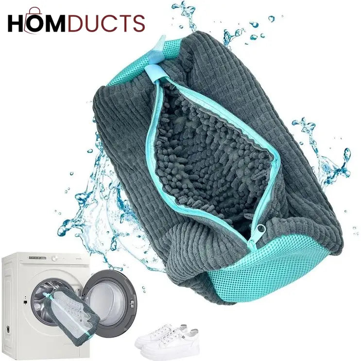 Microfiber Shoe Wash Bag for Washing Machine – Protective Sneaker Laundry Bag with Zipper and Cushion Padding