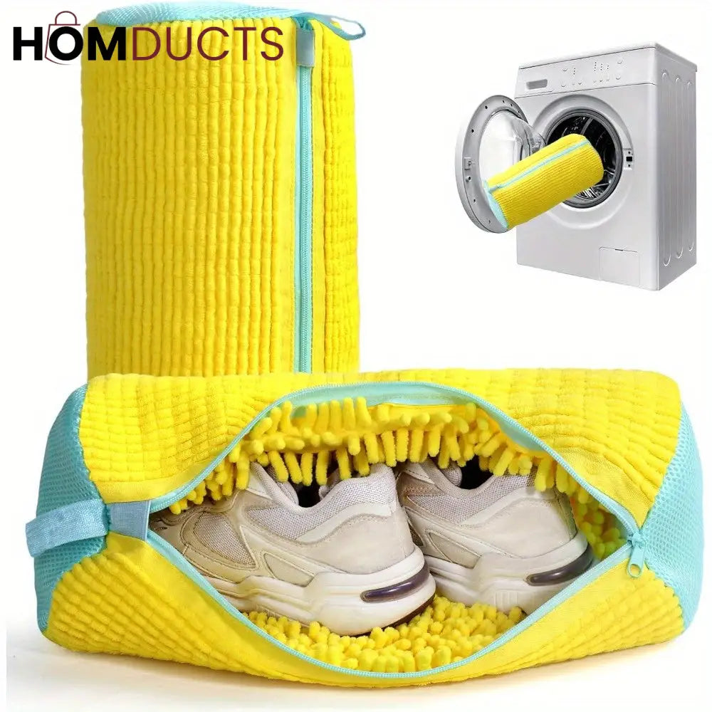 Microfiber Shoe Wash Bag for Washing Machine – Protective Sneaker Laundry Bag with Zipper and Cushion Padding