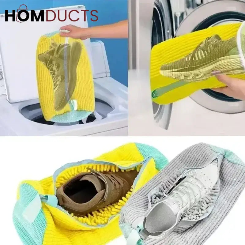 Microfiber Shoe Wash Bag for Washing Machine – Protective Sneaker Laundry Bag with Zipper and Cushion Padding