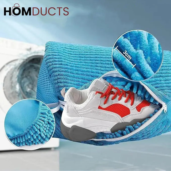 Microfiber Shoe Wash Bag for Washing Machine – Protective Sneaker Laundry Bag with Zipper and Cushion Padding