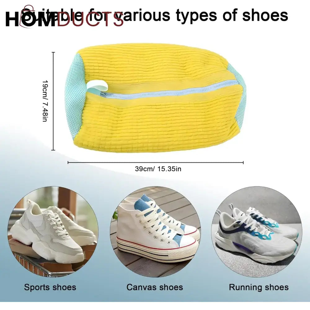Microfiber Shoe Wash Bag for Washing Machine – Protective Sneaker Laundry Bag with Zipper and Cushion Padding