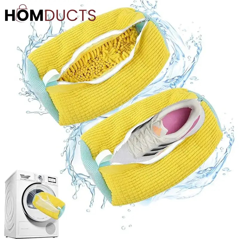 Microfiber Shoe Wash Bag for Washing Machine – Protective Sneaker Laundry Bag with Zipper and Cushion Padding