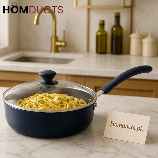 Midnight Luxe Non-Stick Deep Frying Pan with Glass Lid – 1pc induction