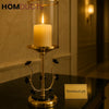 Midnight Noir Luxe Candle Stand – Gold & Black Gem Pillar Holder with Glass Cover