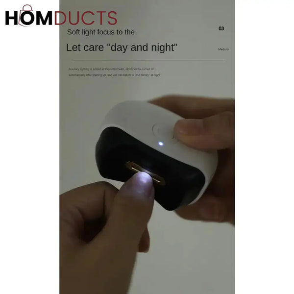 Mini Electric Nail Trimmer & Polisher with Light - Low Noise Portable Nail Clippers for Babies Adults and Professional