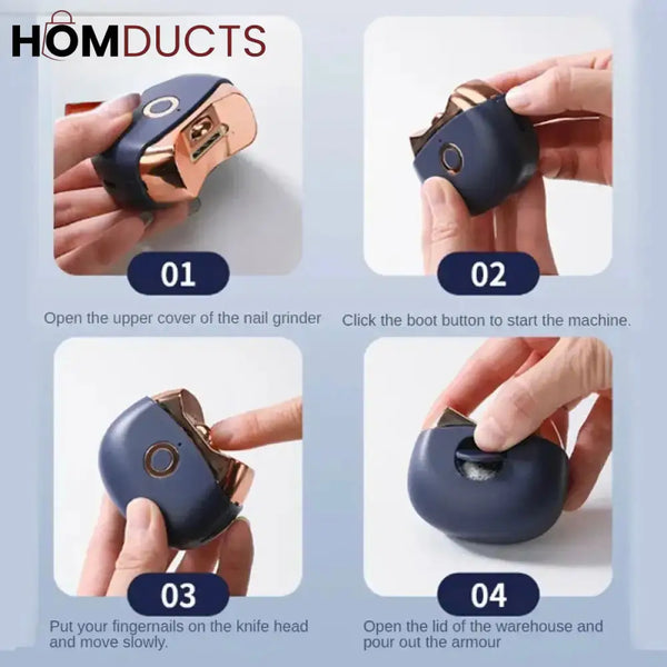 Mini Electric Nail Trimmer & Polisher with Light - Low Noise Portable Nail Clippers for Babies Adults and Professional